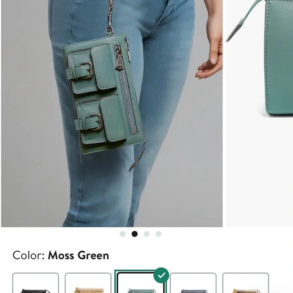 Aimee Kestenberg Saddle Up Leather Wristlet Moss Green